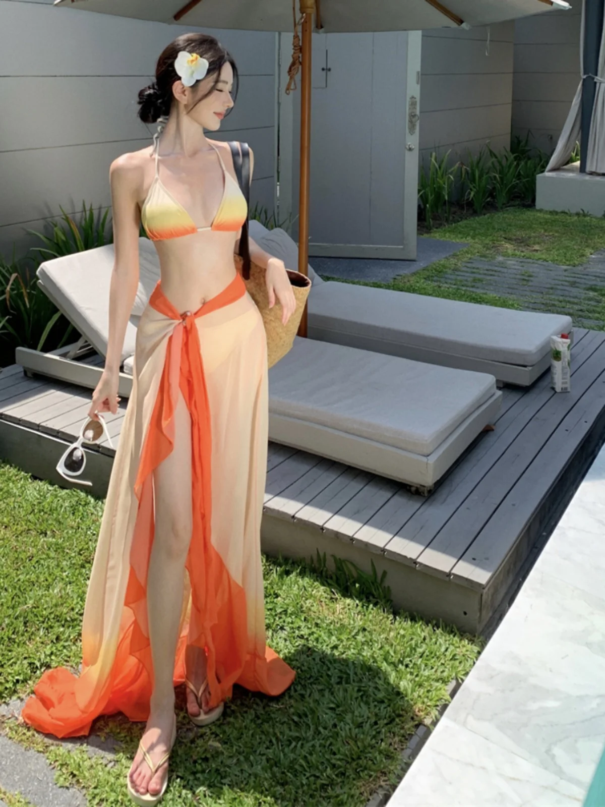 Fashion Beautiful Beach Sunset Orange Bikini Three-piece Set Long Dress Vacation Gradient Chiffon Tailor Made Dresses M325
Fashion Beautiful Beach Sunset Orange Bikini Three-piece Set Long Dress Vacation Gradient Chiffon Tailor Made Dresses M325