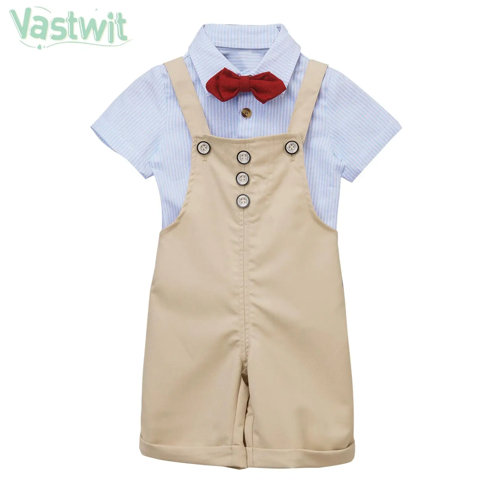 Toddler Boys Birthday Wedding Party Gentleman Suit Short Sleeve Stripe Shirt with Suspenders Pants Bow Tie for Stage Performance
Toddler Boys Birthday Wedding Party Gentleman Suit Short Sleeve Stripe Shirt with Suspenders Pants Bow Tie for Stage Performance