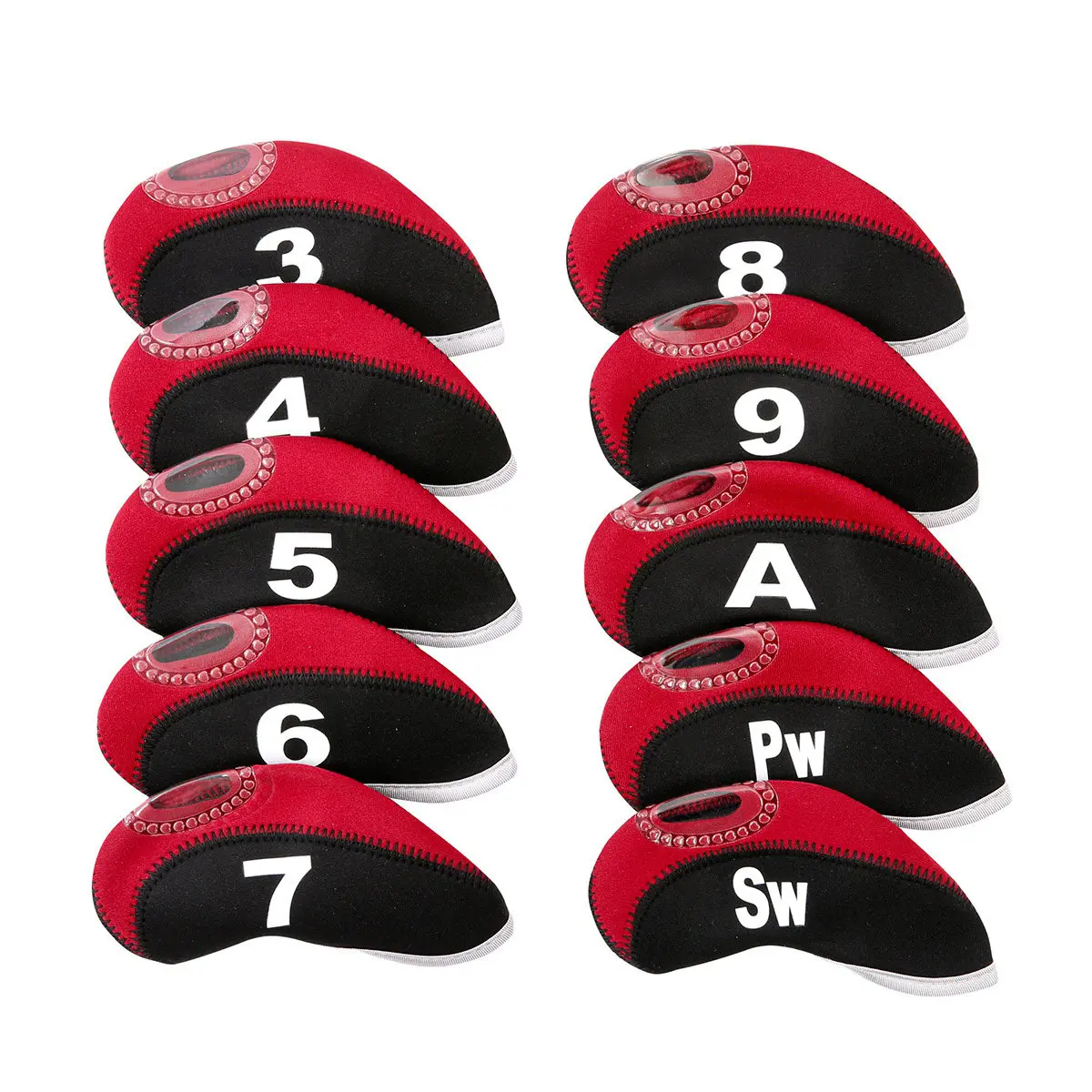 10Pcs Golf Iron Head Covers Neoprene Club Covers Set Black Red Water Resistant Protective Sleeve for Putter Iron Club Head
10Pcs Golf Iron Head Covers Neoprene Club Covers Set Black Red Water Resistant Protective Sleeve for Putter Iron Club Head