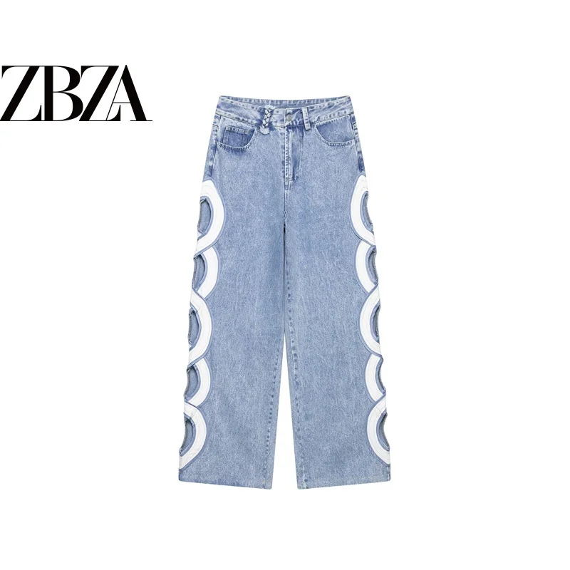 High Waist Straight Leg Denim Jeans Women's Summer Fashion Commute Versatile Side Hollow out Color Block Casual Trousers
High Waist Straight Leg Denim Jeans Women's Summer Fashion Commute Versatile Side Hollow out Color Block Casual Trousers