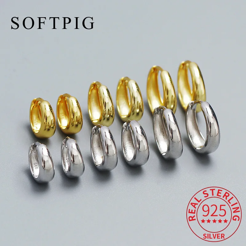 SOFTPIG Real 925 Sterling Silver 18K Gold 8.5/10/12MM Round Hoop Earrings for Women OL Fine Jewelry Light Luxury Accessories
SOFTPIG Real 925 Sterling Silver 18K Gold 8.5/10/12MM Round Hoop Earrings for Women OL Fine Jewelry Light Luxury Accessories