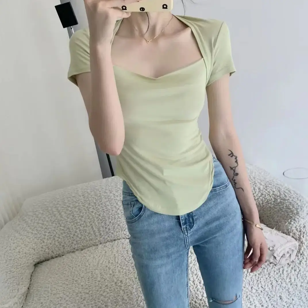 Summer T-shirts for Women Tops Y2K T-shirt Square Neck Slim Fit Ladies Crop Tops T-shirts Crop Top Women
Summer T-shirts for Women Tops Y2K T-shirt Square Neck Slim Fit Ladies Crop Tops T-shirts Crop Top Women