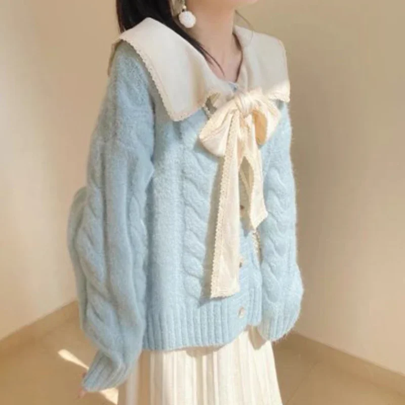 Blue Cardigan Women Autumn Winter 2023 New Single Breasted Sweater Preppy Style Long Sleeve O Neck Knitted Cardigan LJ88
Blue Cardigan Women Autumn Winter 2023 New Single Breasted Sweater Preppy Style Long Sleeve O Neck Knitted Cardigan LJ88