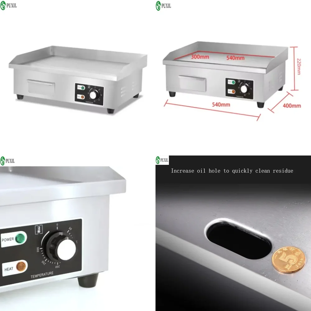 Electric Flat Top Grill 3000W 220V for Home Kitchen Commercial Use Stainless Steel Countertop Griddle Hot Plate BBQ Cooking
Electric Flat Top Grill 3000W 220V for Home Kitchen Commercial Use Stainless Steel Countertop Griddle Hot Plate BBQ Cooking