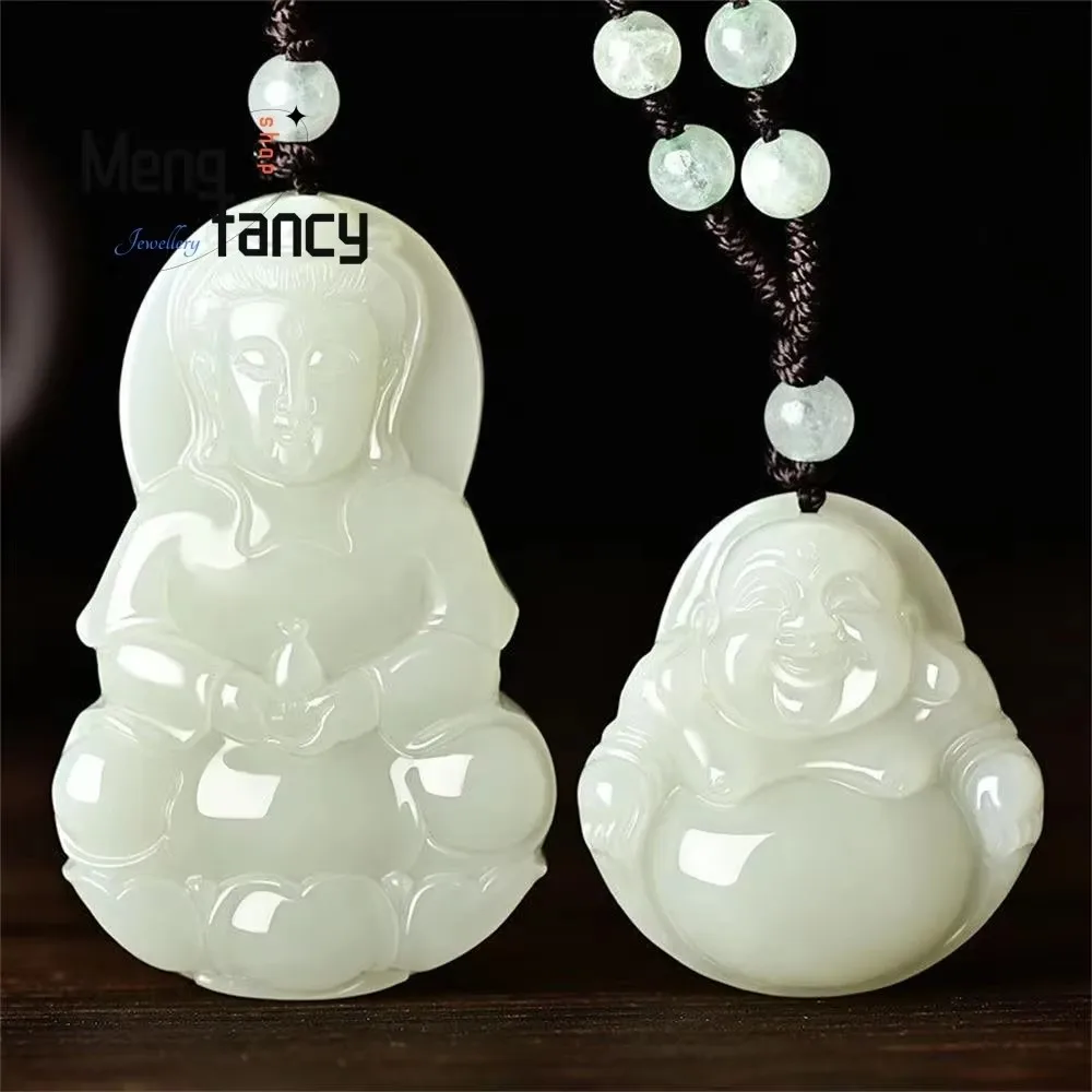 Natural Hetian White Jade Maitreya Buddha Guanyin Pendant Exquisite Buddhist Amulets Luxury Couple Fashion Jewelry Holiday Gifts
Natural Hetian White Jade Maitreya Buddha Guanyin Pendant Exquisite Buddhist Amulets Luxury Couple Fashion Jewelry Holiday Gifts