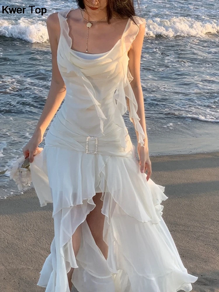 Elegant Irregular Ruffles Beach Dresses Women Fashion Sleeveless Party Club Vestidos Korean Chic One Piece Graduation Clothes
Elegant Irregular Ruffles Beach Dresses Women Fashion Sleeveless Party Club Vestidos Korean Chic One Piece Graduation Clothes