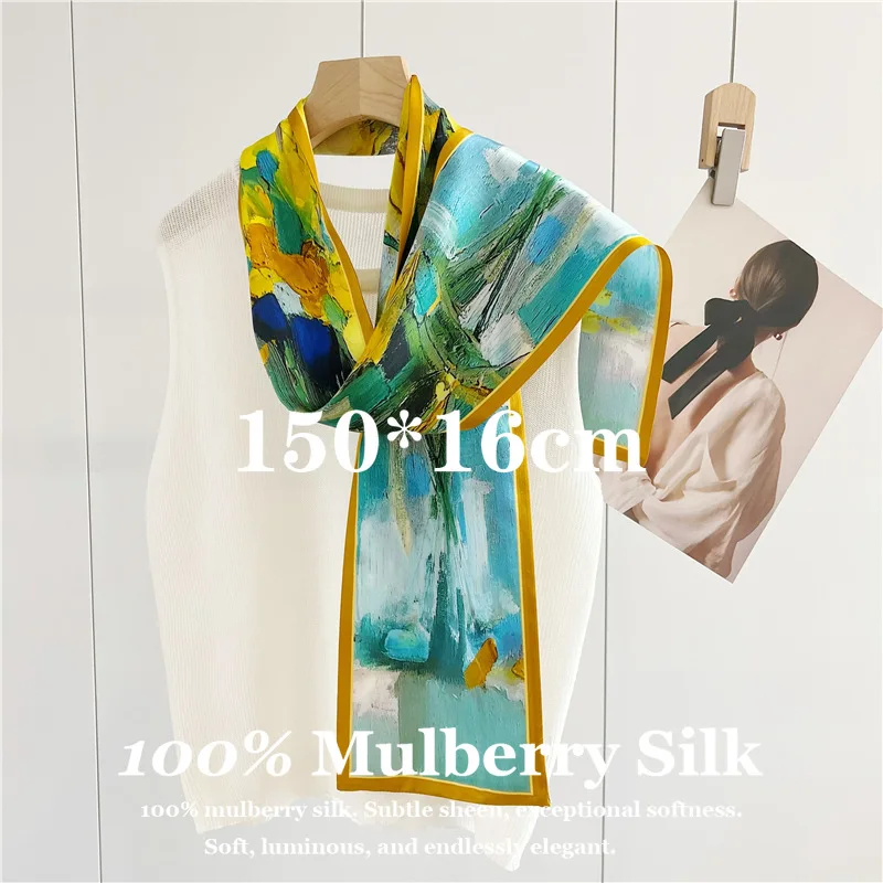 100% Mulberry Neckerchief Silk Ribbon Luxury Designer Print Long 150x16cm for Neck Wear for Luxury Gift Her Comfortable Wear
100% Mulberry Neckerchief Silk Ribbon Luxury Designer Print Long 150x16cm for Neck Wear for Luxury Gift Her Comfortable Wear