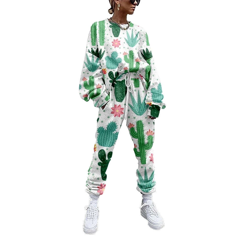 Women Cactus Printing Tracksuit 2 Piece Outfit Sweatshirt+Straight Sweatpants Matching Set Fitness Sporty Streetwear
Women Cactus Printing Tracksuit 2 Piece Outfit Sweatshirt+Straight Sweatpants Matching Set Fitness Sporty Streetwear