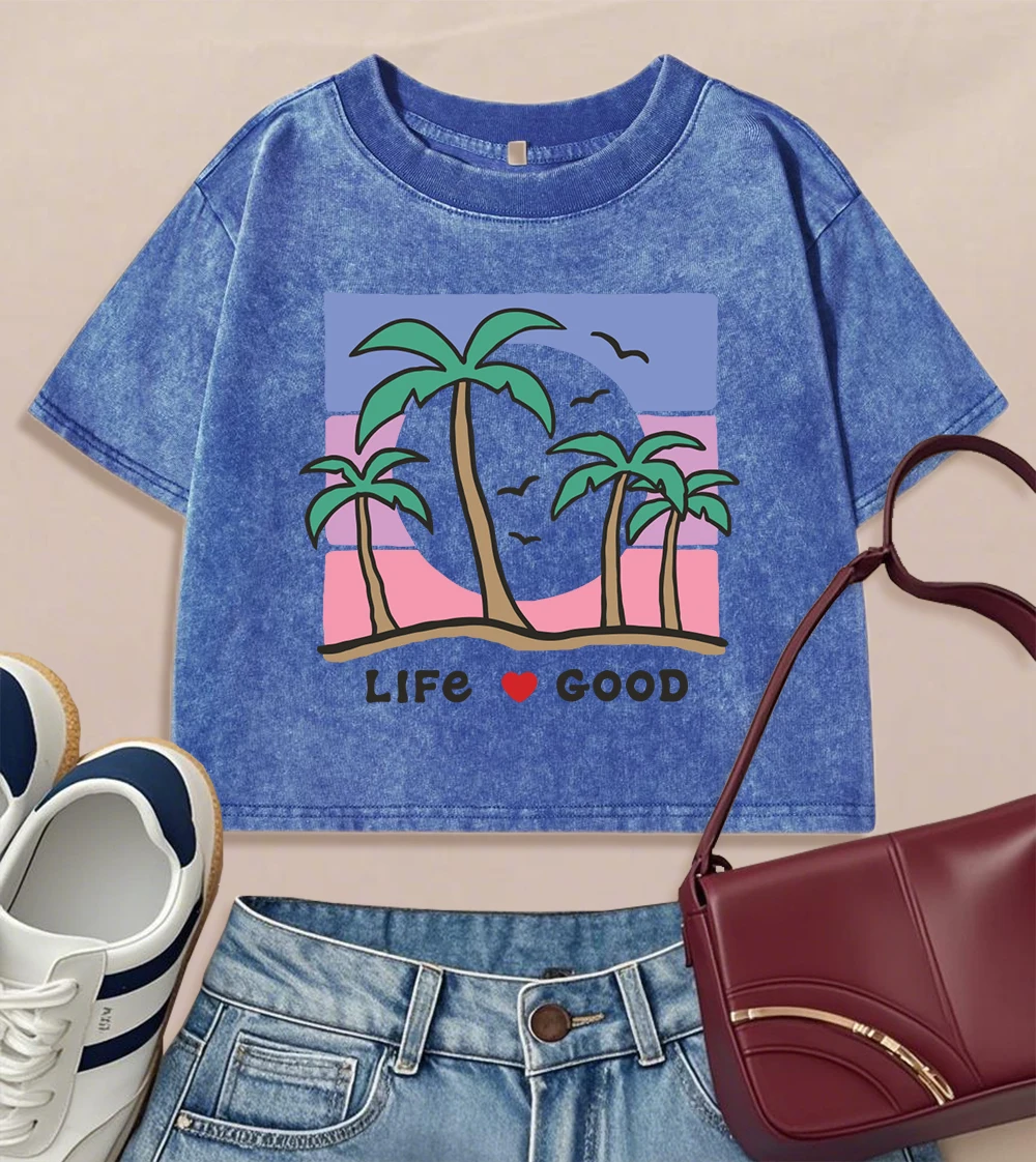Life Love Coconut Tree Printed Washed Crop T-Shirt Women Slim Summer Tops Fitness Hip Hop T Shirts Cotton O-Neck Sportswear
Life Love Coconut Tree Printed Washed Crop T-Shirt Women Slim Summer Tops Fitness Hip Hop T Shirts Cotton O-Neck Sportswear