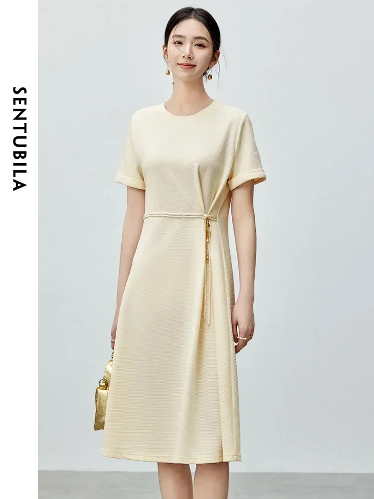 SENTUBILA Casual Waisted Short Sleeve T-shirt Dress 2025 Summer Comfort Round Neck Straight Dresses Female Clothing 142L54582
SENTUBILA Casual Waisted Short Sleeve T-shirt Dress 2025 Summer Comfort Round Neck Straight Dresses Female Clothing 142L54582