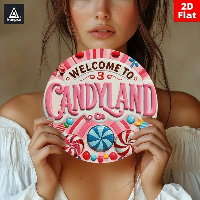 2D Flat, 7.87-Inch Vintage Candyland Welcome Sign - Retro Candy-Themed Metal Wall Decor with Candy Motifs - Durable Aluminum Ind
2D Flat, 7.87-Inch Vintage Candyland Welcome Sign - Retro Candy-Themed Metal Wall Decor with Candy Motifs - Durable Aluminum Ind