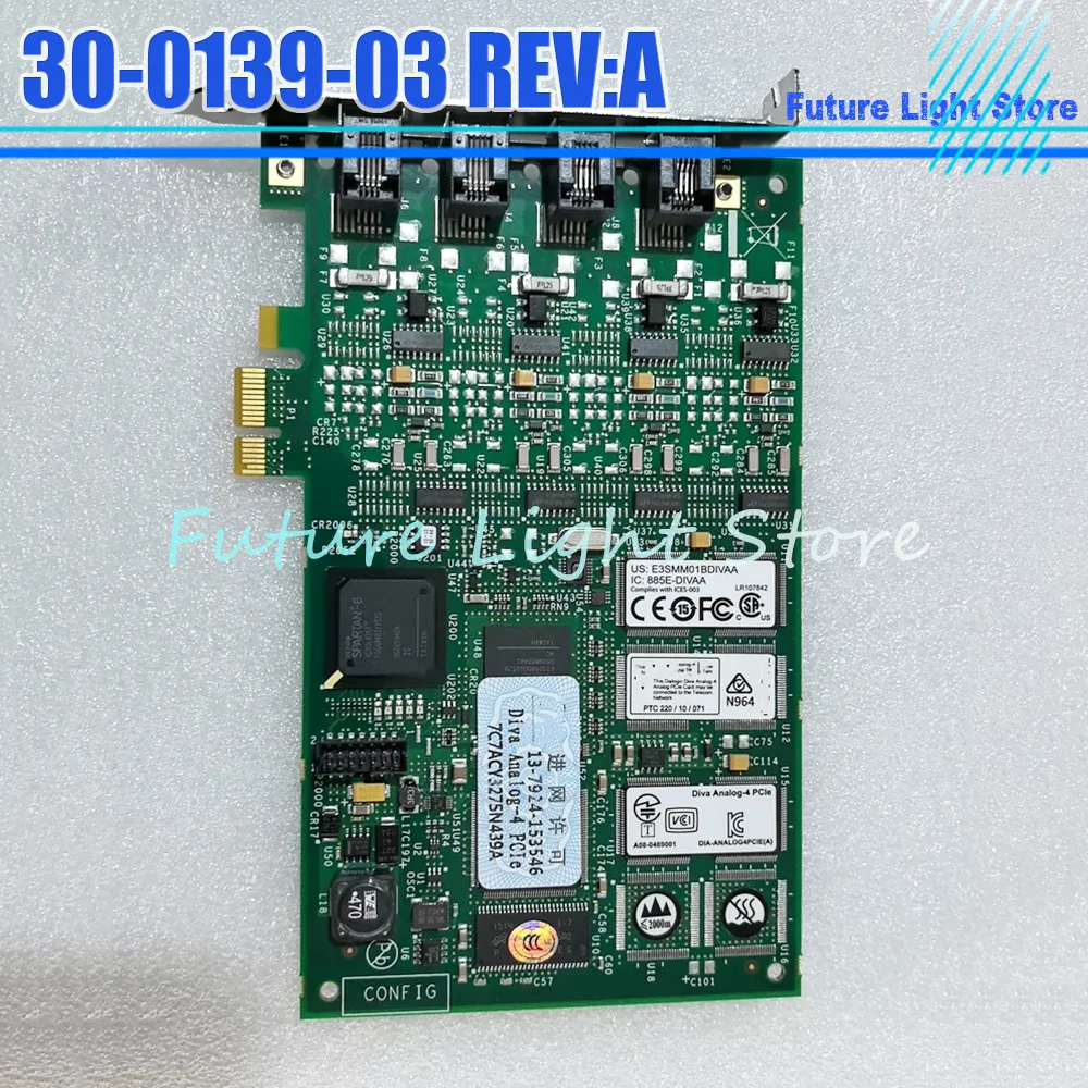 Карта захвата голосового сигнала Dialogic Diva Analog-4 PCIe 30-0139-03 REV:A IC 885E-DIVAA для компьютера
Карта захвата голосового сигнала Dialogic Diva Analog-4 PCIe 30-0139-03 REV:A IC 885E-DIVAA для компьютера