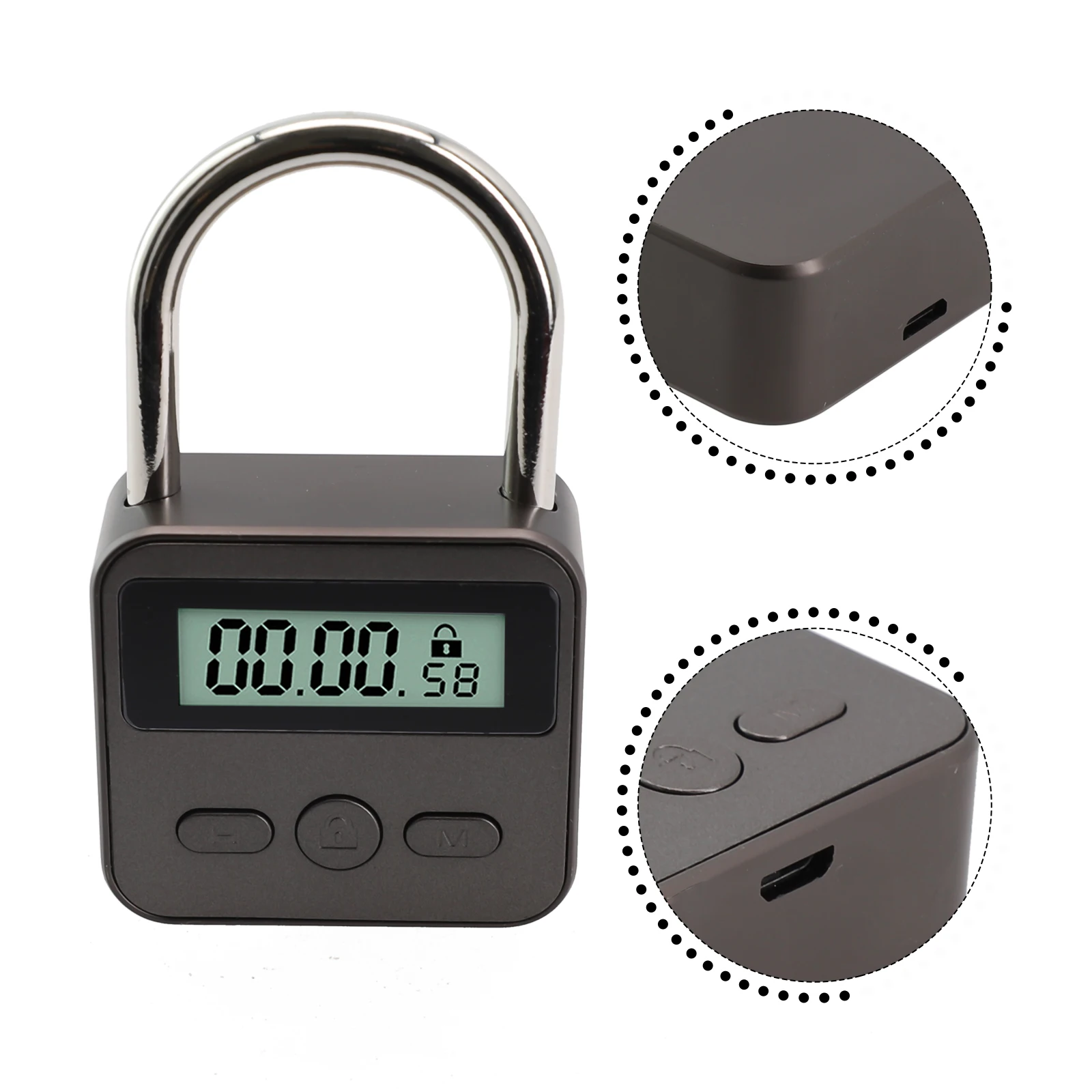 Smart Time Lock LCD Display Time Lock Multifunction Travel Electronic-Timer, Waterproof USB Rechargeable Temporary Timer-Padlock
Smart Time Lock LCD Display Time Lock Multifunction Travel Electronic-Timer, Waterproof USB Rechargeable Temporary Timer-Padlock