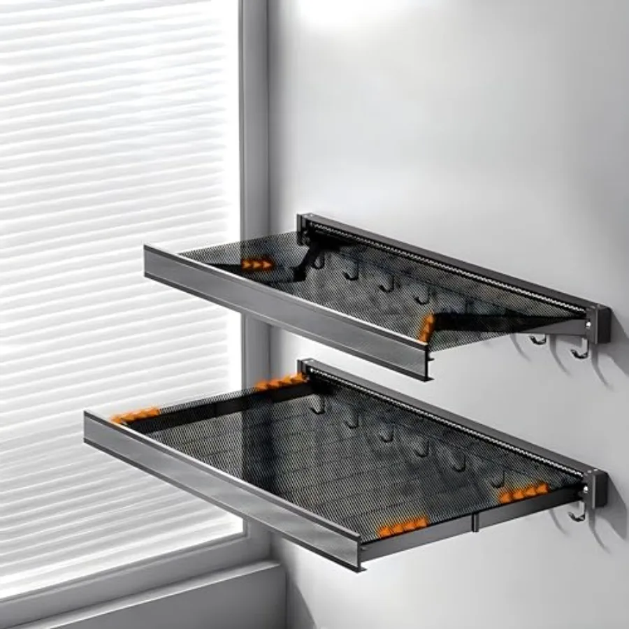 23.6in Width Retractable Clothes Drying Rack with Template Wall Mounted Mesh Clothes Hanger Rack Sweater Drying Rack with 6 Hoo
23.6in Width Retractable Clothes Drying Rack with Template Wall Mounted Mesh Clothes Hanger Rack Sweater Drying Rack with 6 Hoo