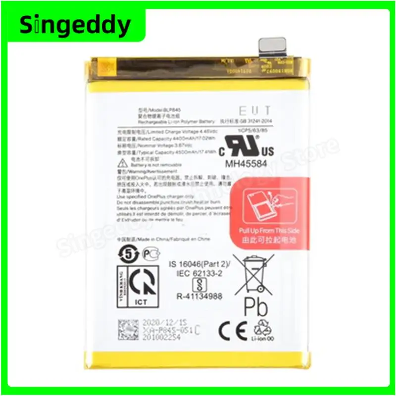 BLP845 Battery, Mobile Phone Build-in Batteries For OnePlus Nord CE 5G, EB2101, EB2103, Cell Phone Replacement Repair Parts
BLP845 Battery, Mobile Phone Build-in Batteries For OnePlus Nord CE 5G, EB2101, EB2103, Cell Phone Replacement Repair Parts