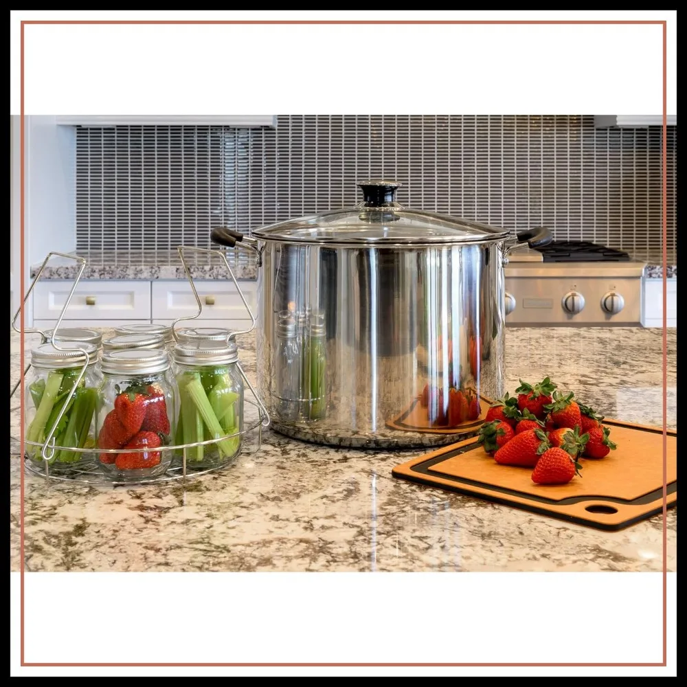 20Qt Canner w/Temp Indicator & Rack Multi Use Stainless Steel Canning Water Bath Kit Holds Up To 7 Jars
20Qt Canner w/Temp Indicator & Rack Multi Use Stainless Steel Canning Water Bath Kit Holds Up To 7 Jars