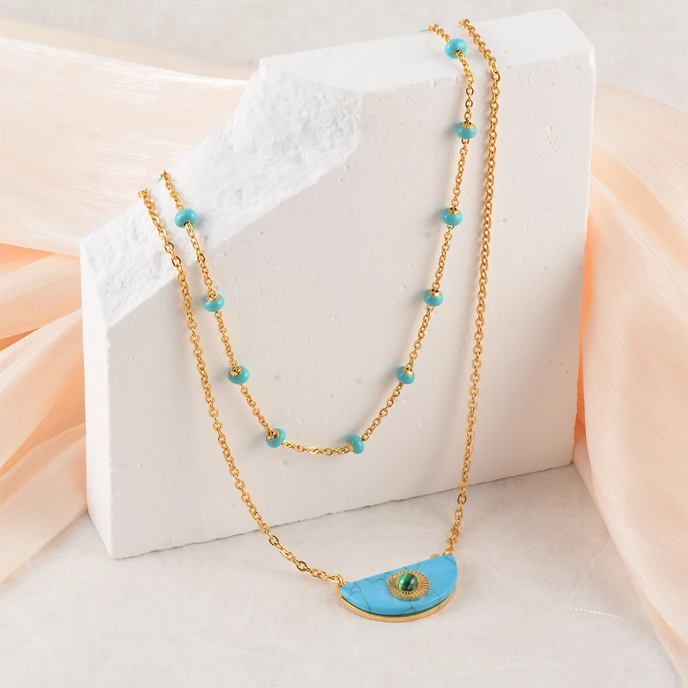 Natural Stone Beads Bohemian Multi-layer Chain Women's Necklace Stainless Steel Jewelry Seaside Vacation Accessories
Natural Stone Beads Bohemian Multi-layer Chain Women's Necklace Stainless Steel Jewelry Seaside Vacation Accessories