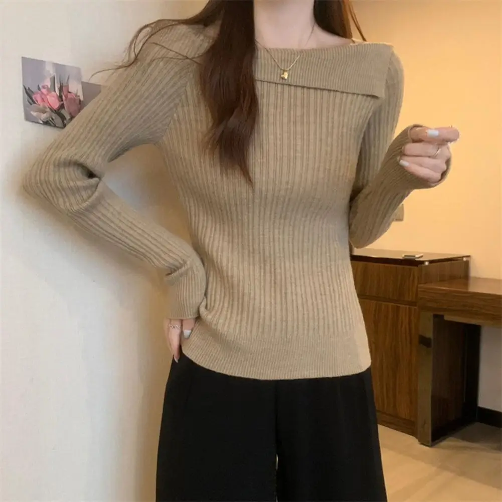 Long Sleeve Blouse Soft Knitted Long Sleeve Pullover for Women Slim Fit Sweater Blouse with Irregular Boat Neck Warm Fall Spring
Long Sleeve Blouse Soft Knitted Long Sleeve Pullover for Women Slim Fit Sweater Blouse with Irregular Boat Neck Warm Fall Spring