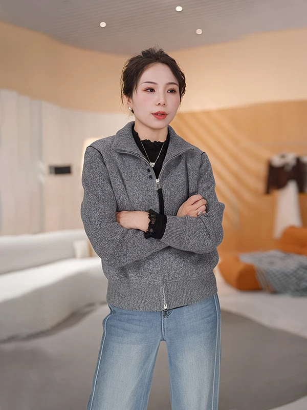 Мягкое уютное вязаное пальто-свитер с воротником-стойкой для женщин, повседневное, весна 2026, дышащее, из полиэфирного волокна, с длинными рукавами, короткое пальто
Мягкое уютное вязаное пальто-свитер с воротником-стойкой для женщин, повседневное, весна 2026, дышащее, из полиэфирного волокна, с длинными рукавами, короткое пальто