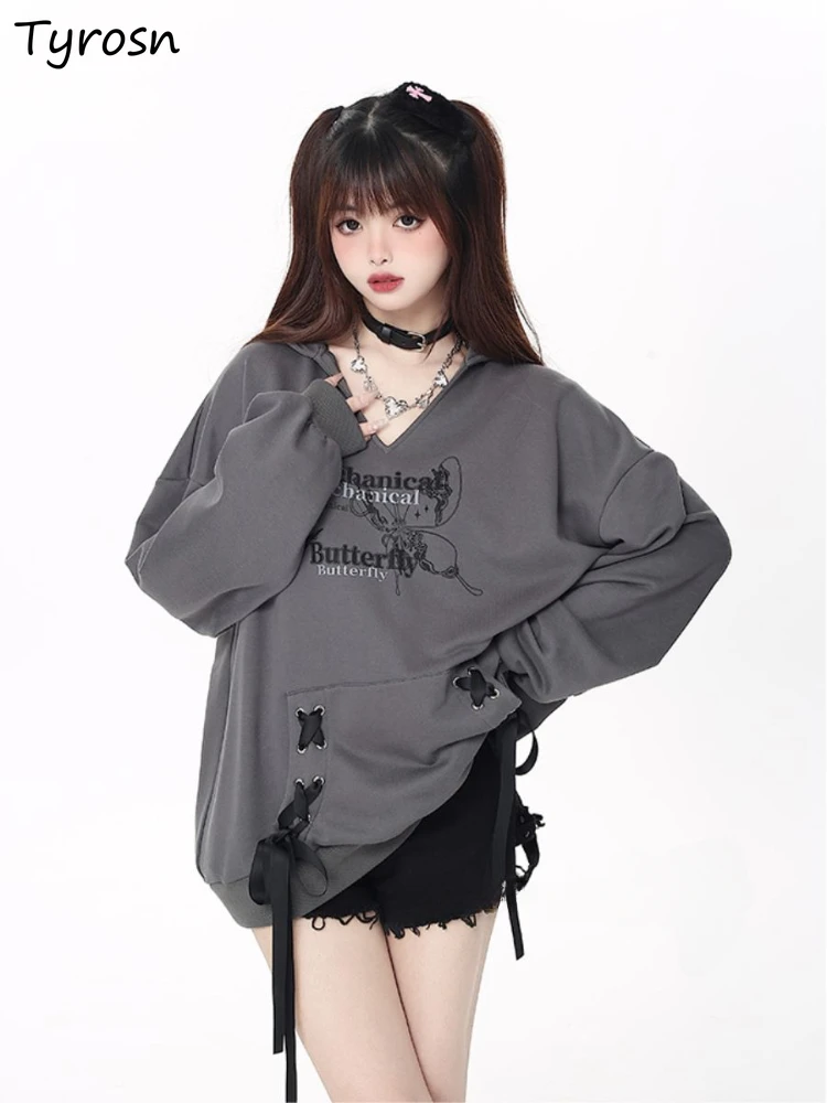Sweatshirts Women V-neck Letter Printed Lace-up Loose Pullovers Fashion Cozy Sweet Cool Girls All-match Streetwear Outerwear
Sweatshirts Women V-neck Letter Printed Lace-up Loose Pullovers Fashion Cozy Sweet Cool Girls All-match Streetwear Outerwear