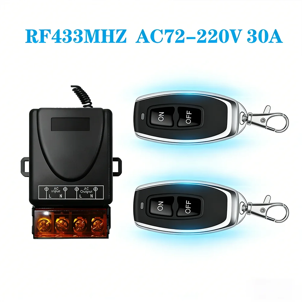 Smart Home AC 220V 30A Relay Universal Remote Control Switch 433mhz Wireless Switch and On Off Transmitter for Light Lamp Water