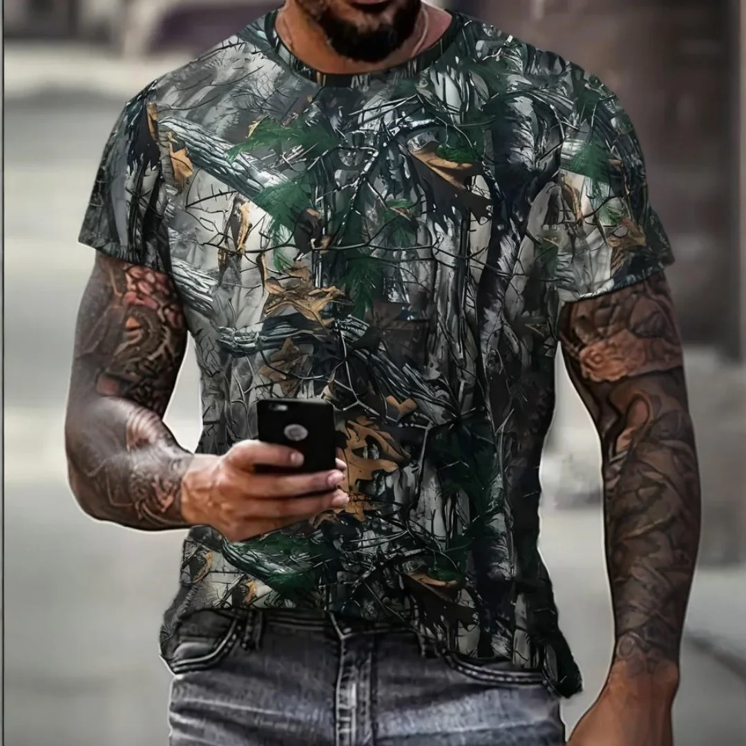T-shirt men's round neck blouse summer outdoor casual short-sleeved large Oversize loose men's clothing Branches print pattern
T-shirt men's round neck blouse summer outdoor casual short-sleeved large Oversize loose men's clothing Branches print pattern