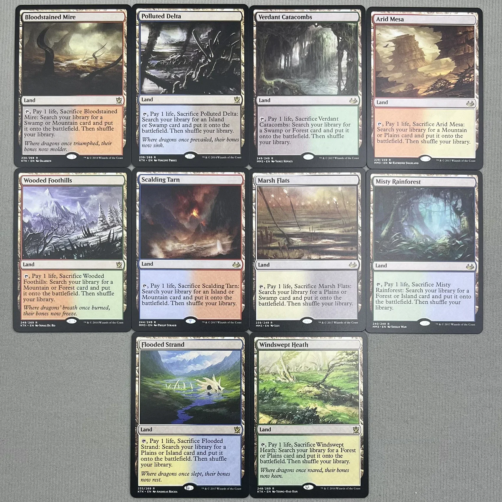 KTK CMM 03 Tcg cards magical German Black Core fetch lands arid mesa the marsh flats scalding tarn verdant gathering
KTK CMM 03 Tcg cards magical German Black Core fetch lands arid mesa the marsh flats scalding tarn verdant gathering