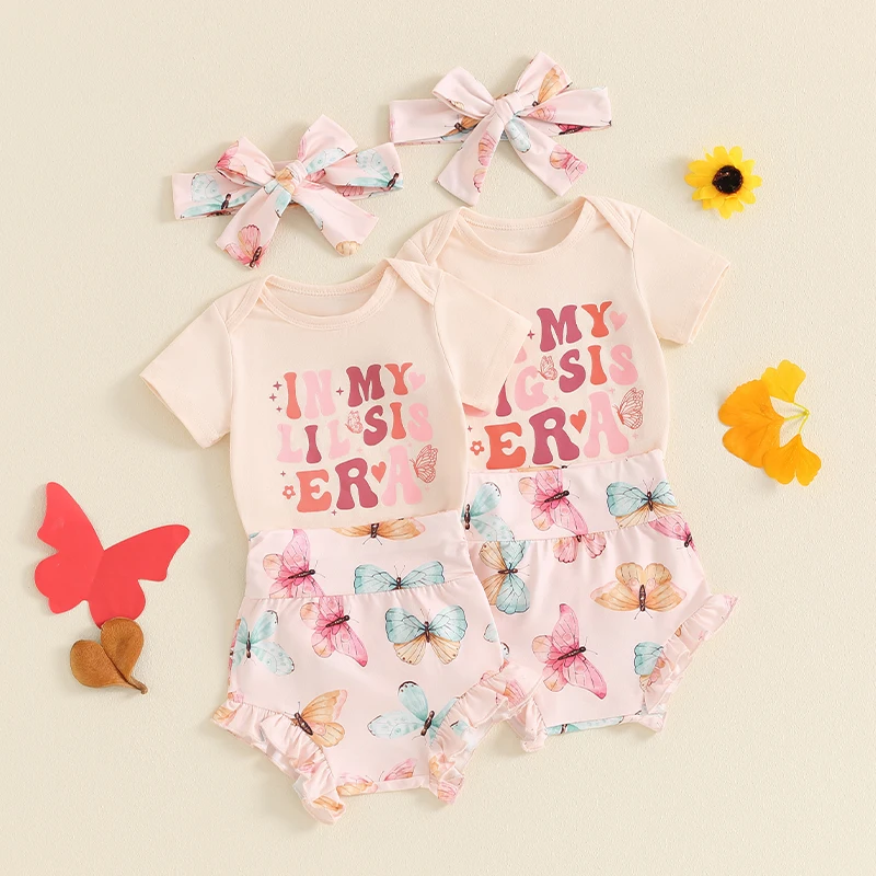 2024-05-10 Lioraitiin Baby Girl Summer Outfit Letter Short Sleeve Romper with Butterfly Pattern Ruffled Shorts and Headband
2024-05-10 Lioraitiin Baby Girl Summer Outfit Letter Short Sleeve Romper with Butterfly Pattern Ruffled Shorts and Headband