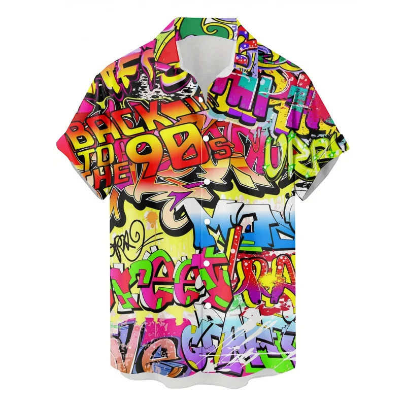Retro「Return to 90 Age」Men's Hawaiian Shirt - Vibrant Graffiti Style 3D Printing,Casual Hip-Hop Rock Street Fashion,Short Sleeve
Retro「Return to 90 Age」Men's Hawaiian Shirt - Vibrant Graffiti Style 3D Printing,Casual Hip-Hop Rock Street Fashion,Short Sleeve