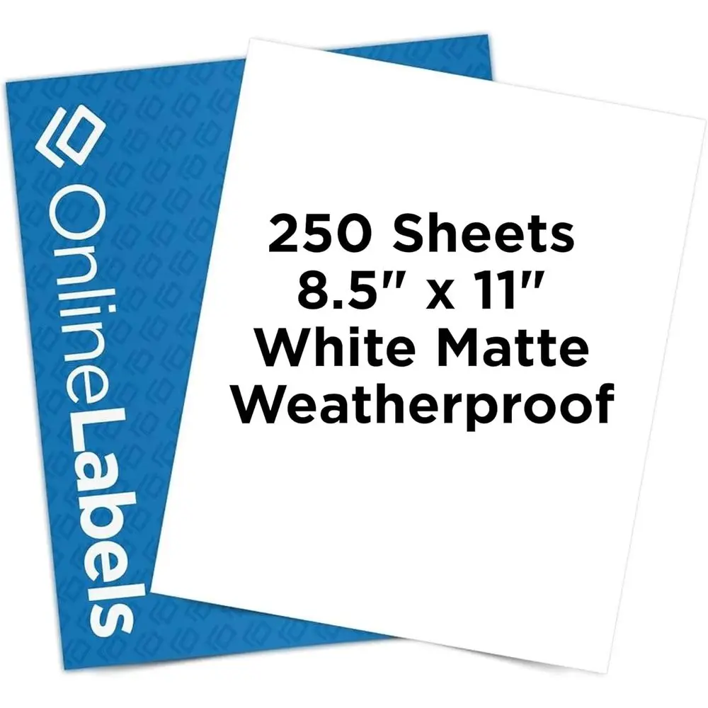 Waterproo Sticker Paper, 250 Sheets, White Matte Vinyl-Like, 8.5" x 11" ull Sheet Label, Works with Inkjet Printers Only, Compat
Waterproo Sticker Paper, 250 Sheets, White Matte Vinyl-Like, 8.5" x 11" ull Sheet Label, Works with Inkjet Printers Only, Compat