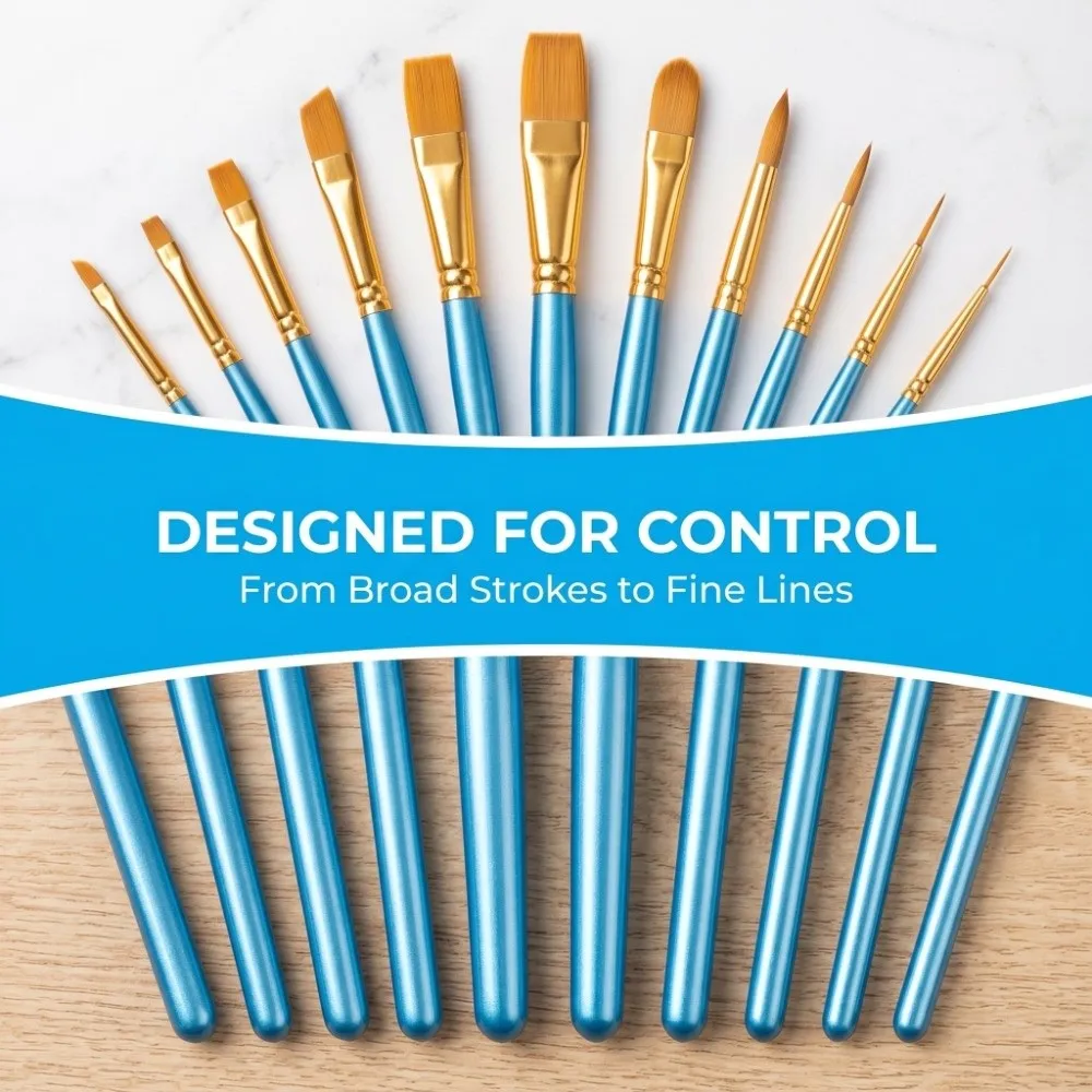 20PCS Pearl blue pole Pearl Blue Paint Brushes Wood handle Multi tip sizes Wood Pole Art Brushes Fine line drawing capable
20PCS Pearl blue pole Pearl Blue Paint Brushes Wood handle Multi tip sizes Wood Pole Art Brushes Fine line drawing capable