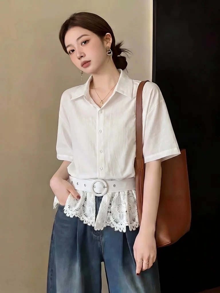 Lace Short Sleeve Shirt Women's Summer New Style plus Size Hollow out Shoulder Large Size Micro Fat Waist Inward Top
Lace Short Sleeve Shirt Women's Summer New Style plus Size Hollow out Shoulder Large Size Micro Fat Waist Inward Top