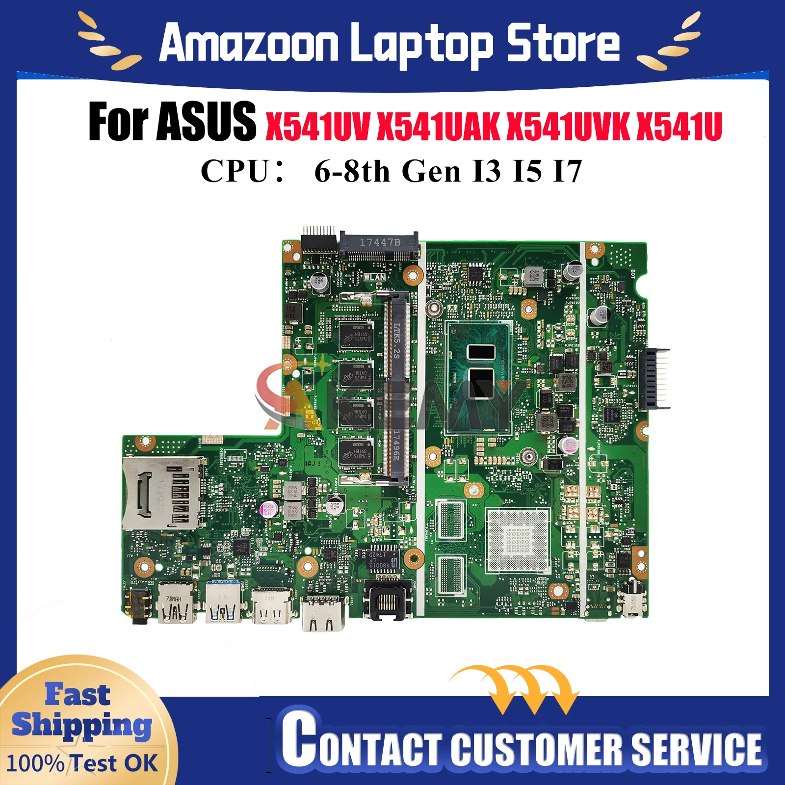 X541UA Laptop Motherboard For ASUS VivoBook X541UVK A541U A541U X541U R541U X541UJ F541U X541UV X541UAK Mainboard I3 I5 I7 CPU
X541UA Laptop Motherboard For ASUS VivoBook X541UVK A541U A541U X541U R541U X541UJ F541U X541UV X541UAK Mainboard I3 I5 I7 CPU