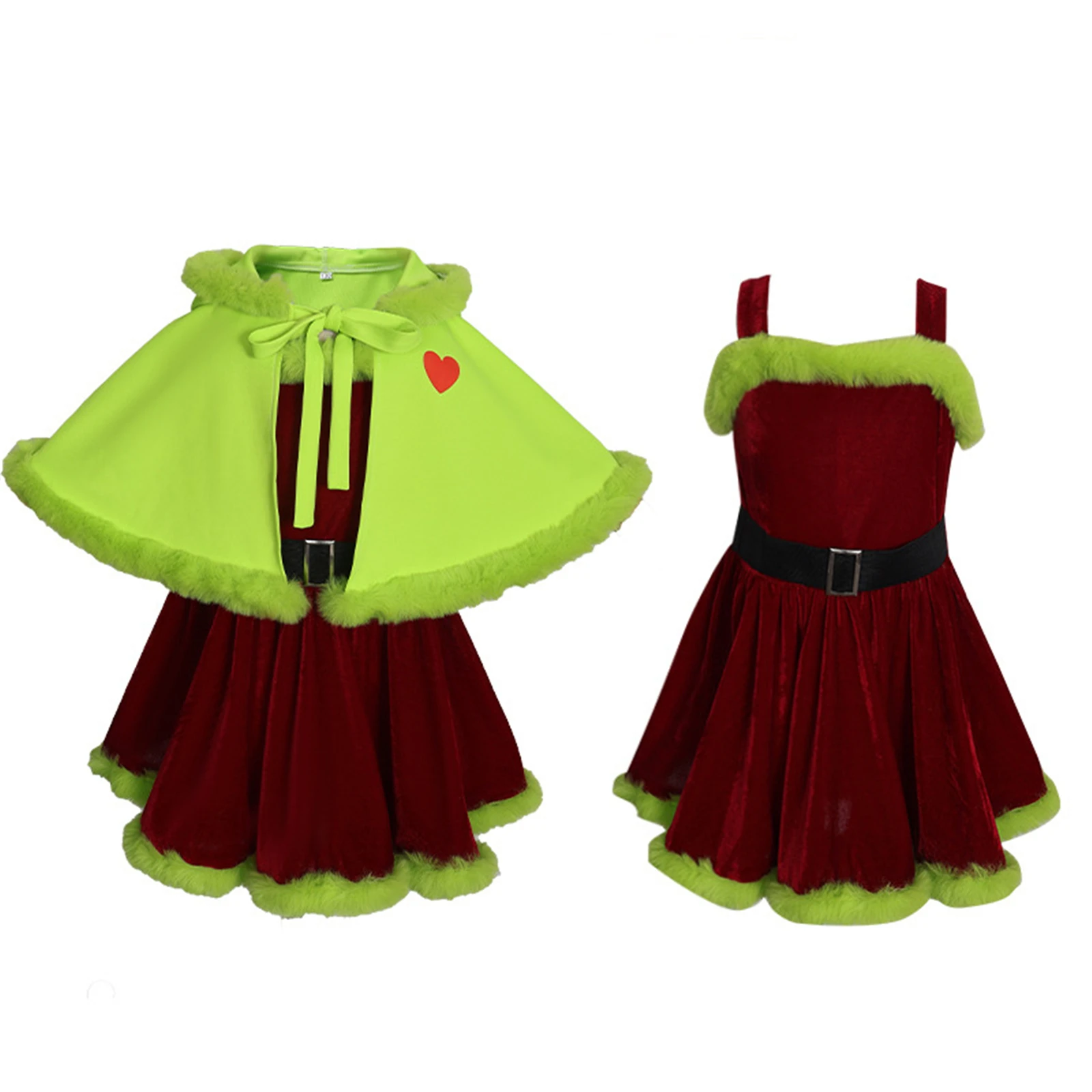 Girls Green Haired Monster Cloak Dress Kids Christmas Dress Santa Claus Party Dress Halloween Carnival Uniform with Cape
Girls Green Haired Monster Cloak Dress Kids Christmas Dress Santa Claus Party Dress Halloween Carnival Uniform with Cape