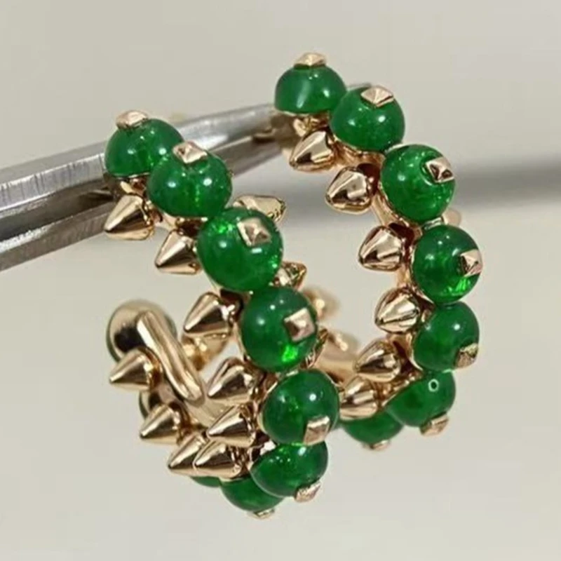 KQDANCE Top Quality 925 Sterling Silver Green Agate Gemstone Rivet Hoop Earrings With Champagne Gold For Women Fine Jewelry
KQDANCE Top Quality 925 Sterling Silver Green Agate Gemstone Rivet Hoop Earrings With Champagne Gold For Women Fine Jewelry