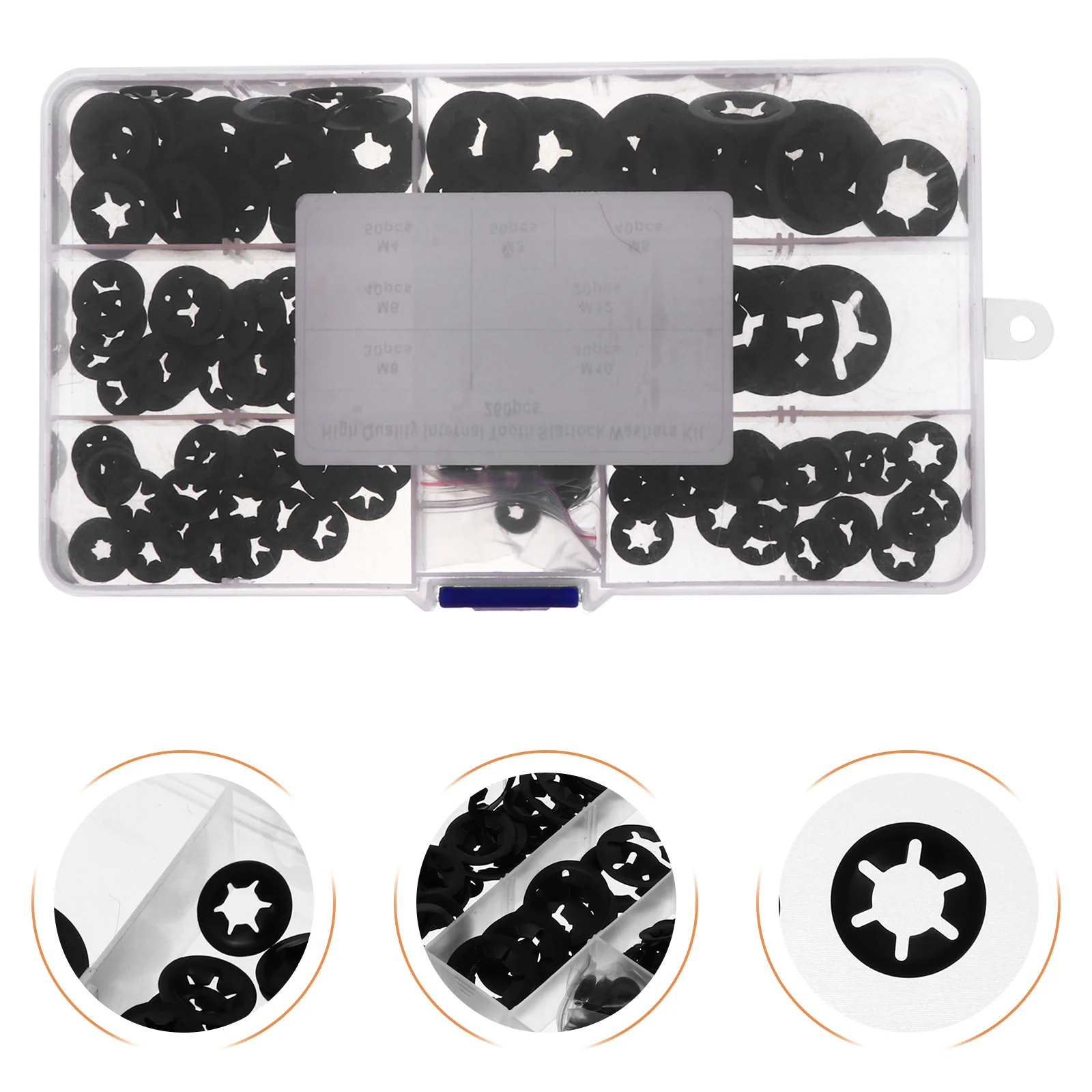 260pcs Plum Blossom Shaped Retaining Clips Manganese Steel Snap Rings For Shaft Locking Washers Heavy Duty Fixing Kit
260pcs Plum Blossom Shaped Retaining Clips Manganese Steel Snap Rings For Shaft Locking Washers Heavy Duty Fixing Kit