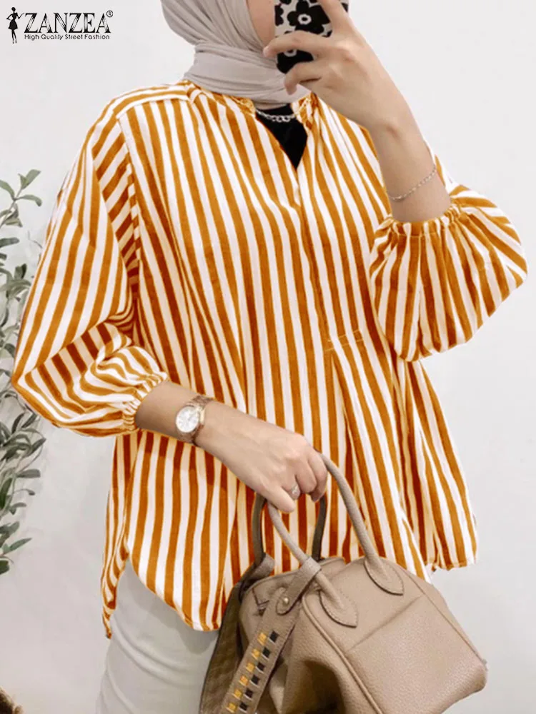 ZANZEA Women Vintage Casual Muslim Abaya Tops Female V Neck Long Sleeve Striped Blouse Islamic Clothing Hijab Shirt Work Blusas
ZANZEA Women Vintage Casual Muslim Abaya Tops Female V Neck Long Sleeve Striped Blouse Islamic Clothing Hijab Shirt Work Blusas