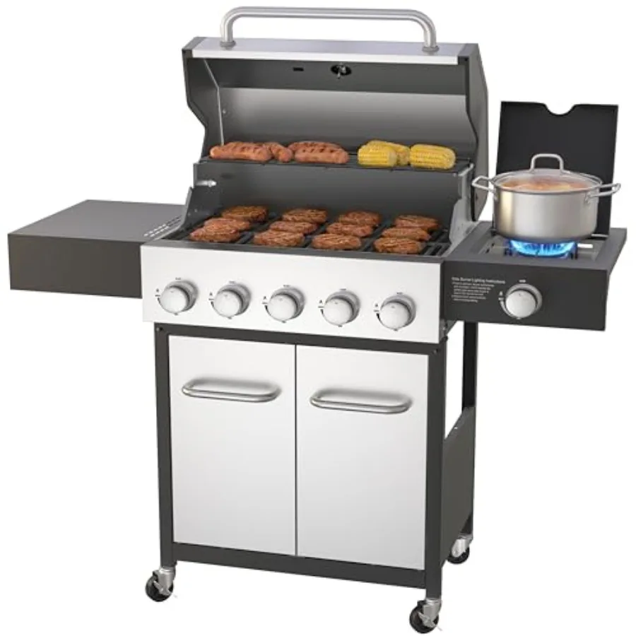 5 Burner Propane Gas Grill with Side Burner 68 000 BTU Heavy-Duty Outdoor Cooking Grill in Stainless Steel with Electronic Igni
5 Burner Propane Gas Grill with Side Burner 68 000 BTU Heavy-Duty Outdoor Cooking Grill in Stainless Steel with Electronic Igni