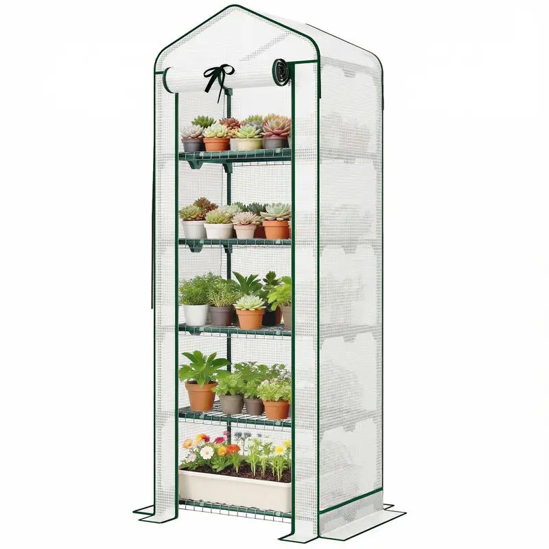 Outsunny Mini Greenhouse with Screen Roof, 5 Tier Portable Small Greenhouse with High Strength PE Cover, White
Outsunny Mini Greenhouse with Screen Roof, 5 Tier Portable Small Greenhouse with High Strength PE Cover, White
