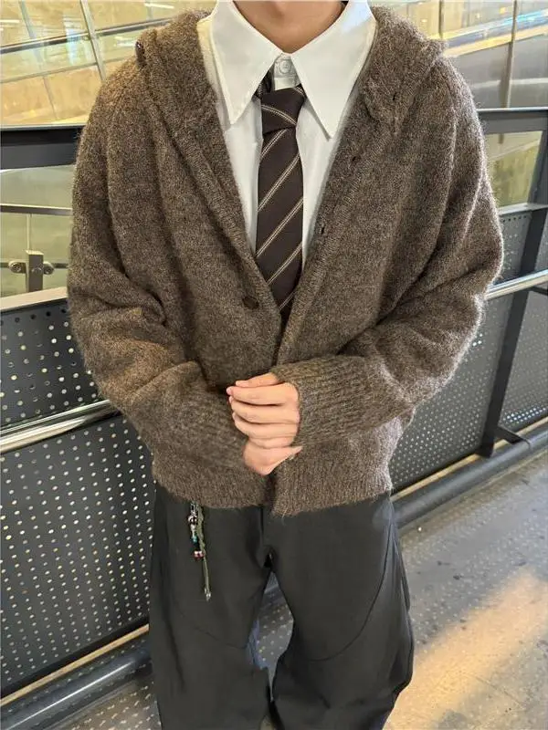 Loose Casual Men's Hooded Open Cardigan Sweater Soft Warm Knitted Outerwear Polyester Fiber Long Sve Autumn Winter Coat
Loose Casual Men's Hooded Open Cardigan Sweater Soft Warm Knitted Outerwear Polyester Fiber Long Sve Autumn Winter Coat