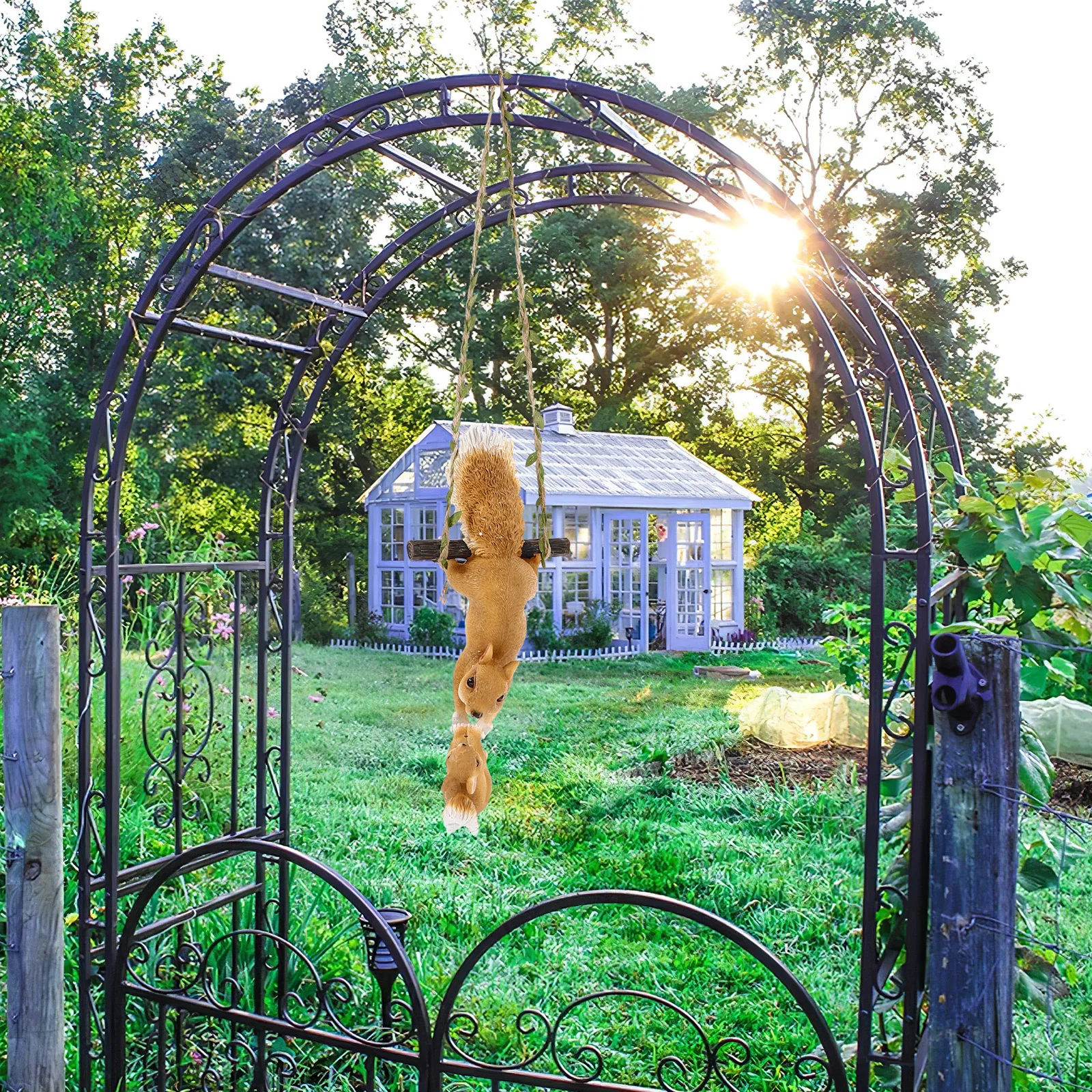 Squirrel Hanging Pendant Resin Flax Rope Sculpture for Garden Yard Tree Lovely Resin Squirrel Garden Supplies Decor 
Squirrel Hanging Pendant Resin Flax Rope Sculpture for Garden Yard Tree Lovely Resin Squirrel Garden Supplies Decor