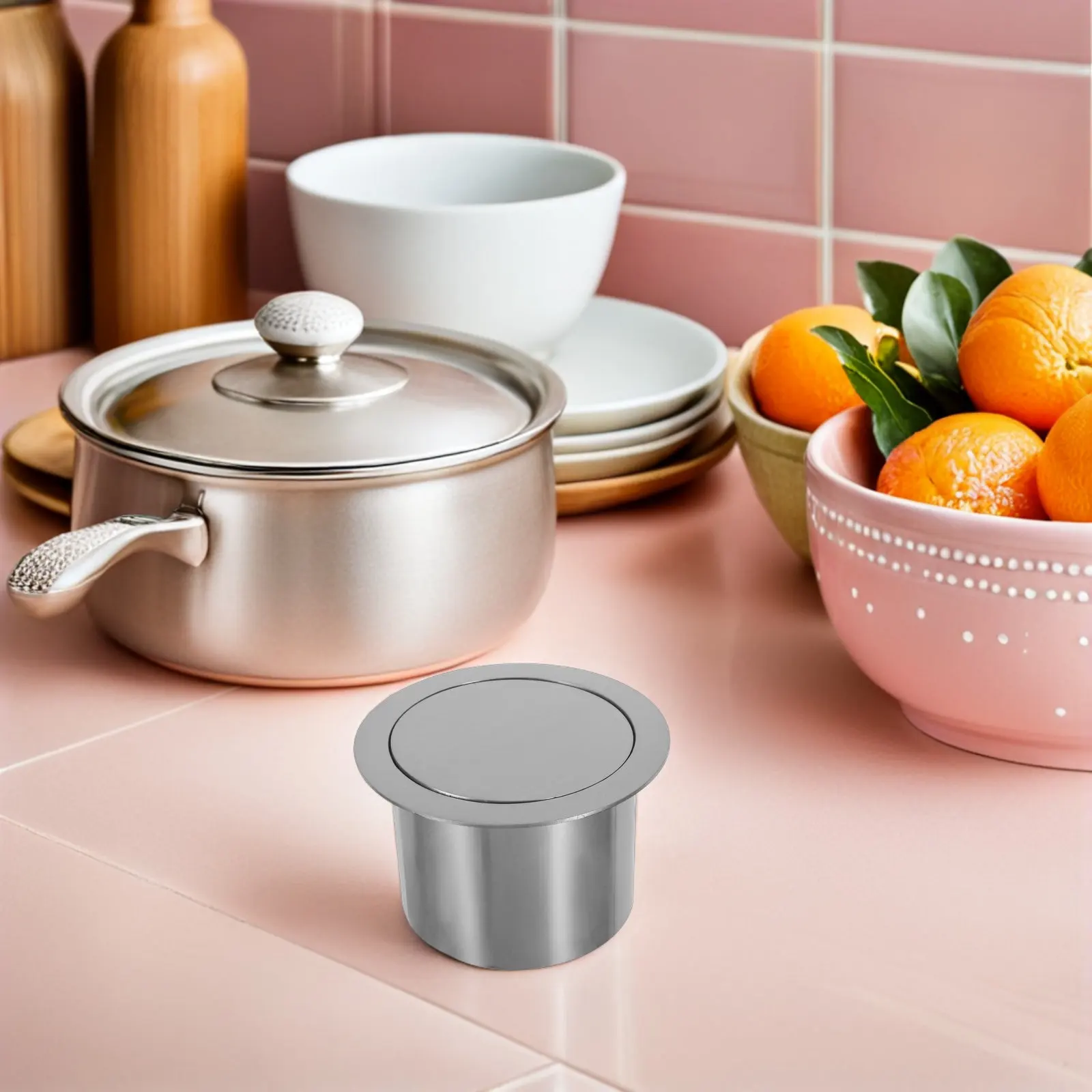 Countertop Round Stainless Steel Embedded Trash Can Lid Flip Recessed Bin Cover Built-in Waste Cover Kitchen Bathroom Garbage
Countertop Round Stainless Steel Embedded Trash Can Lid Flip Recessed Bin Cover Built-in Waste Cover Kitchen Bathroom Garbage