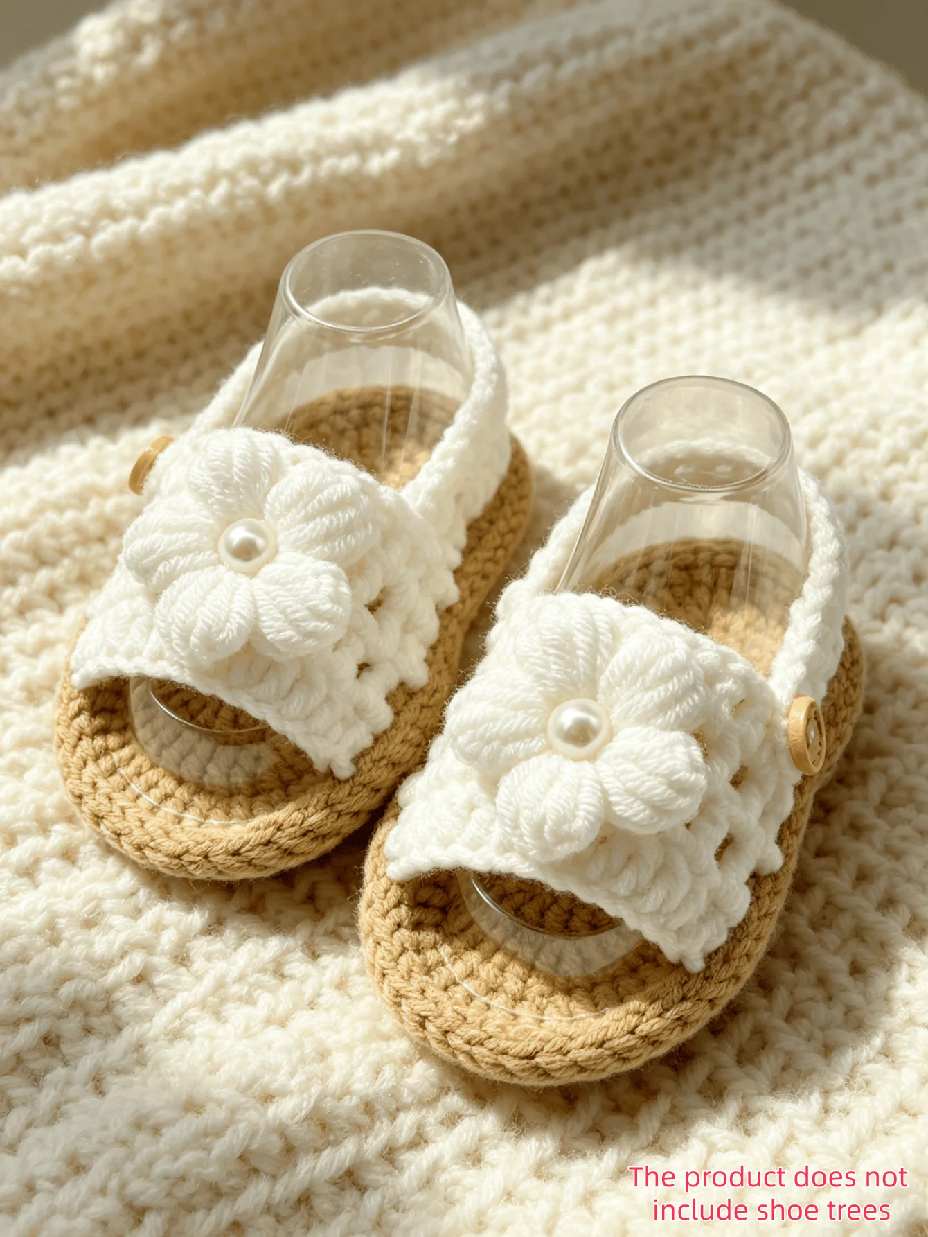 1 Pair Crochet Baby Sandals with Pearl Flower Detail, Handmade Knit Infant Shoes
1 Pair Crochet Baby Sandals with Pearl Flower Detail, Handmade Knit Infant Shoes