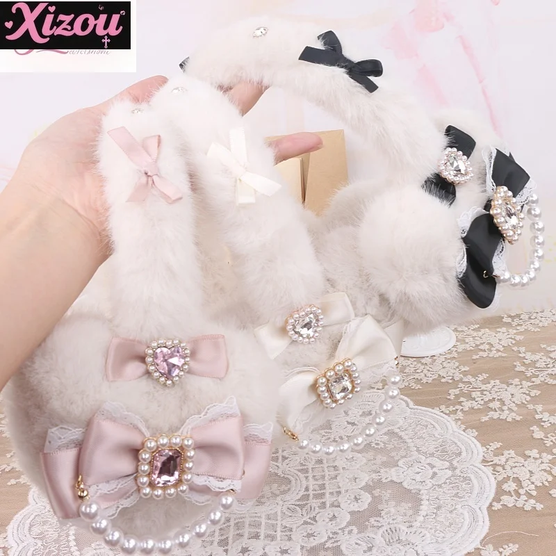 Japanese Kawaii Handmade Sweet Mass-produced Soft Girl Fluffy Big Love Bow Warm Ear Protection Earmuffs Ear Cover Earmuffs Women
Japanese Kawaii Handmade Sweet Mass-produced Soft Girl Fluffy Big Love Bow Warm Ear Protection Earmuffs Ear Cover Earmuffs Women