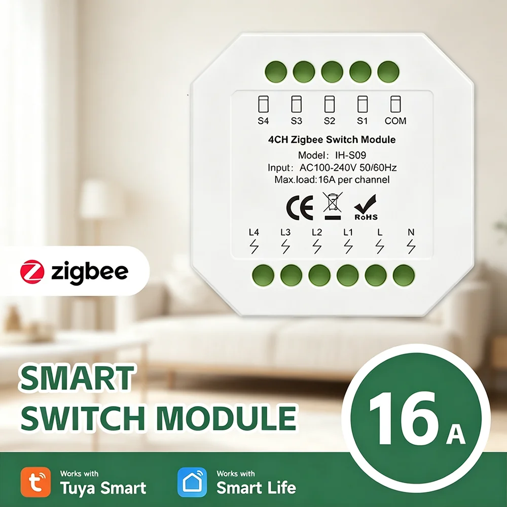 Модуль умного выключателя Tuya Zigbee 16А на 1-4 канала, контроллер реле для умного дома, голосовое управление через Alexa Google Assistant, Smart Life
Модуль умного выключателя Tuya Zigbee 16А на 1-4 канала, контроллер реле для умного дома, голосовое управление через Alexa Google Assistant, Smart Life