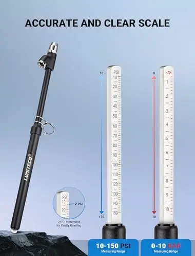 Dual Tire Pressure Gauge 10-150PSI for Truck, RV, Car, Motorcycle - Heavy Duty 12" Straight-On Air Checker
Dual Tire Pressure Gauge 10-150PSI for Truck, RV, Car, Motorcycle - Heavy Duty 12" Straight-On Air Checker