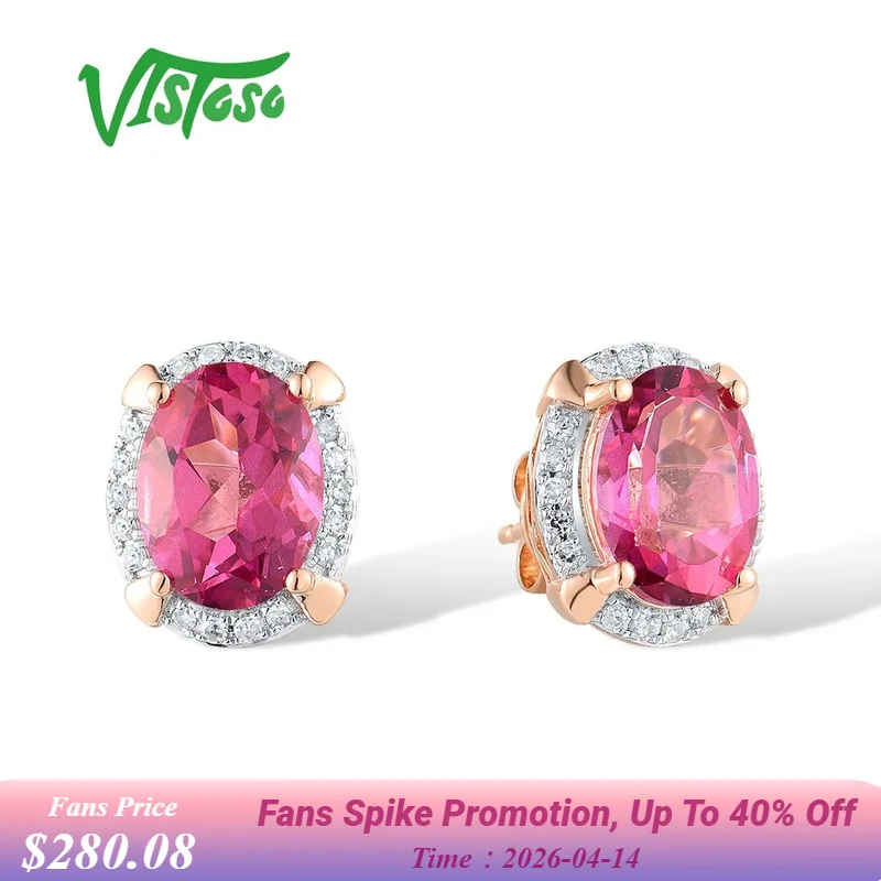 VISTOSO Pure 14K 585 Rose Gold Stud Earrings For Women Sparkling Diamond Oval Pink Topaz Simple Wedding Bridal Fine Jewelry
VISTOSO Pure 14K 585 Rose Gold Stud Earrings For Women Sparkling Diamond Oval Pink Topaz Simple Wedding Bridal Fine Jewelry