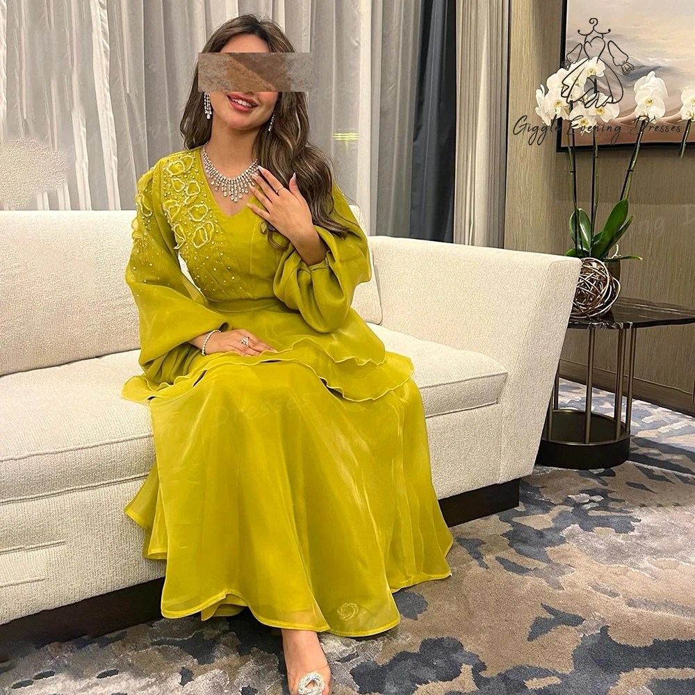 Giggle Satin Beads V-Neck Luxury Party Dresses Long Sleeves Pleat Ankle-Length elegant Saudi evening gala dress for women 2025
Giggle Satin Beads V-Neck Luxury Party Dresses Long Sleeves Pleat Ankle-Length elegant Saudi evening gala dress for women 2025