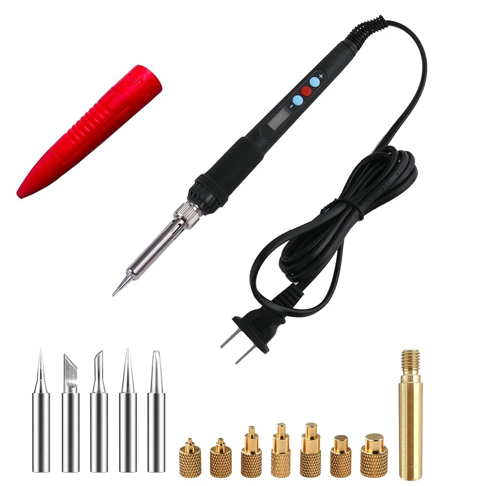 60W Soldering Iron with Rubber Handle and Digital Display with Hot Melt Installation Tool for Multiple Inserts
60W Soldering Iron with Rubber Handle and Digital Display with Hot Melt Installation Tool for Multiple Inserts