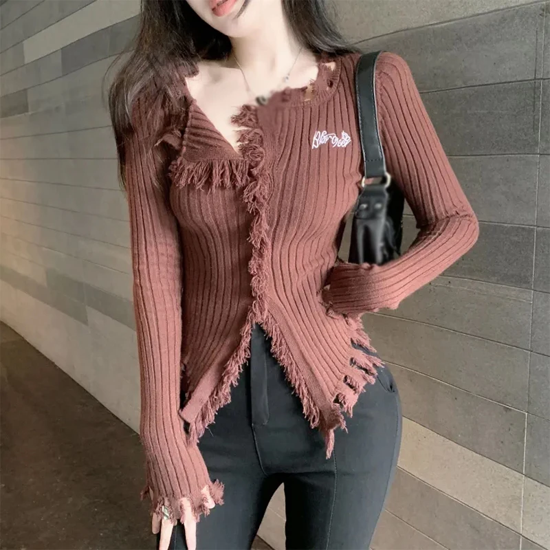 Women's Cardigan Knitted Sweater Embroidery Slim Fit Tassels V Neck Long Sleeves Sexy Single-breasted Autumn Winter Top
Women's Cardigan Knitted Sweater Embroidery Slim Fit Tassels V Neck Long Sleeves Sexy Single-breasted Autumn Winter Top